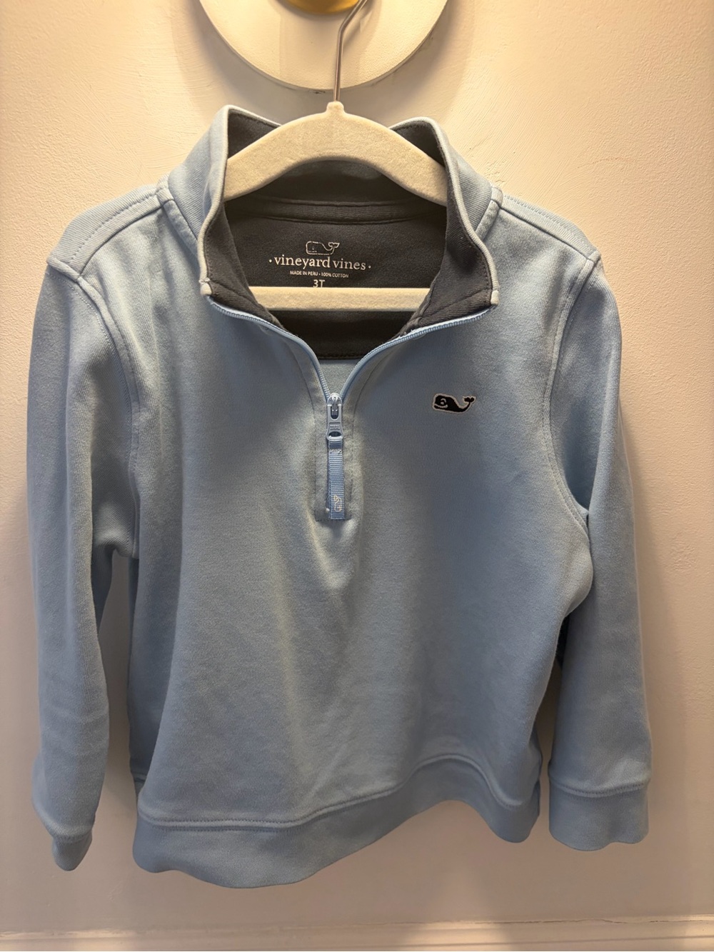 Vineyard Vines Light Blue Quarter-Zip with Navy Accents 3T
